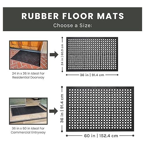  Envelor Anti Fatigue Rubber Floor Mat Non-Slip Restaurant Mat for Floors Bar Drainage Mat Doormat Utility Garage Home Slip Pool Entry 24 x 36 Inches