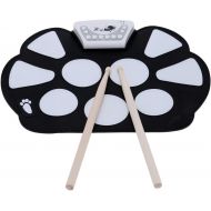 [아마존베스트]Eoncore Portable Roll up Drum Pad Kit for Kids USB Interface Silicon Digital Drum Set with Stick Foot Switch Pedal