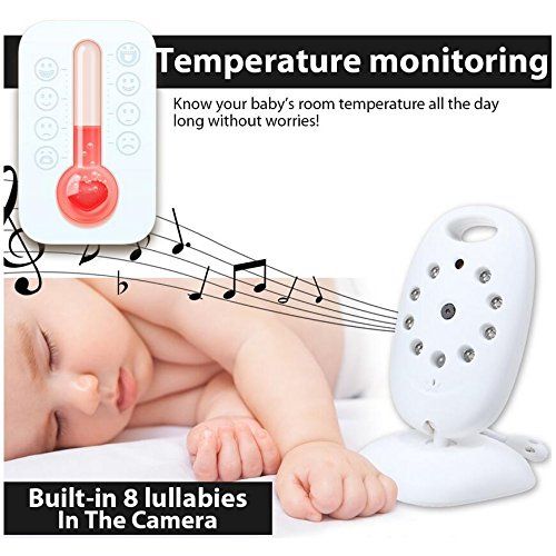  Eoncore New 2.0 inch Video Baby Monitor Security Digital Audio Baby Camera with Night Vision 2 Way Talking System Music Temperature Monitoring Multiple Language