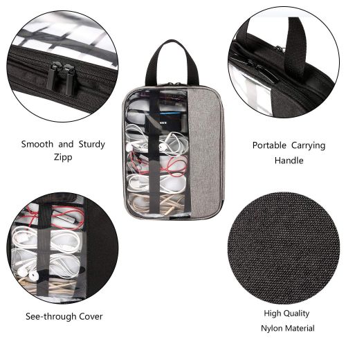  [아마존 핫딜]  [아마존핫딜]Amazon Marke: Eono Essentials Organizer fuer Ihre Elektronik, zweilagige Aufbewahrungstasche fuer USB-Kabel, Festplatte, Power Bank, iPad Mini, Tablett (bis zu 8), ideal fuer die Reis