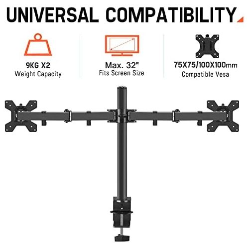  [아마존베스트]Eono by Amazon - Monitor Holder, Monitor Stand, Fully Movable, Monitor Arm Table Mount for Monitors, Screens up to 27 Inches, Monitor Holder with Ergonomic Attachment