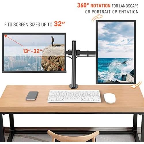  [아마존베스트]Eono by Amazon - Monitor Holder, Monitor Stand, Fully Movable, Monitor Arm Table Mount for Monitors, Screens up to 27 Inches, Monitor Holder with Ergonomic Attachment