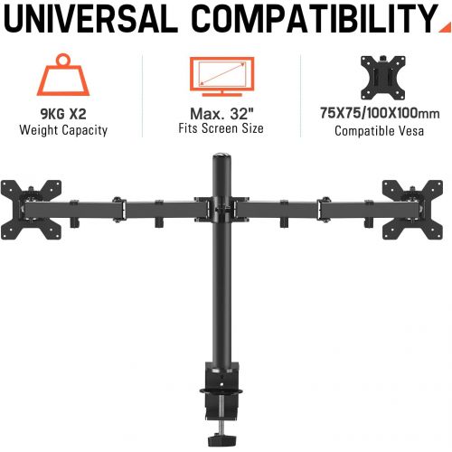  [아마존베스트]Eono by Amazon - Monitor Holder, Monitor Stand, Fully Movable, Monitor Arm Table Mount for Monitors, Screens up to 27 Inches, Monitor Holder with Ergonomic Attachment