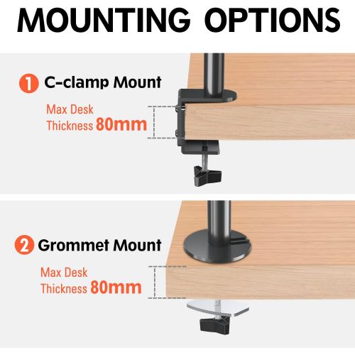  [아마존베스트]Eono by Amazon - Monitor Holder, Monitor Stand, Fully Movable, Monitor Arm Table Mount for Monitors, Screens up to 27 Inches, Monitor Holder with Ergonomic Attachment