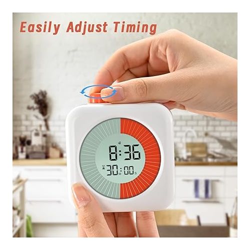  EooCoo Digital Visual Timer, 60-Minute Countdown Timer for Kids and Adults, Time Management Tool, Timer Clock Alarm 3 in 1, for Home Kitchen Office, Back to School Supplies