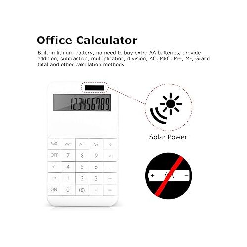  EooCoo Basic Standard Calculator 12 Digit Desktop Calculator with Large LCD Display for Office, School, Home & Business Use, Modern Design - White