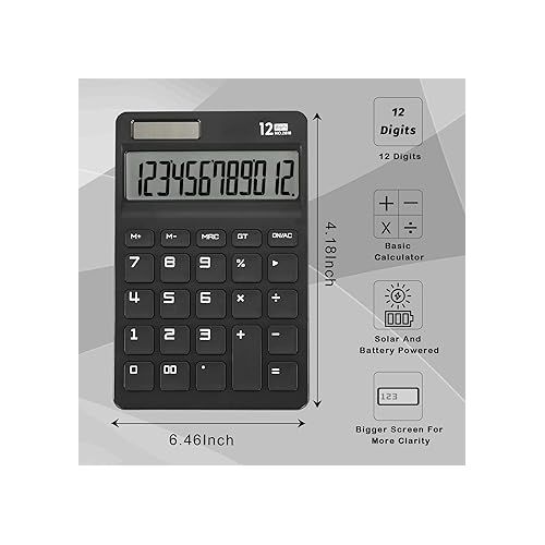  EooCoo Basic Standard Calculator, Office Desk Accessories, 12 Digit Desktop Calculator with Large LCD Display for Office, School, Home & Business Use, Modern Design Office Supplies