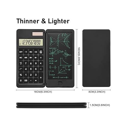  EooCoo Scientific Calculator with Notepad,10-Digit Large Display Office Desk Calcultors,Support Solar and Battery,Foldable Calculator for Students, School and College, Office Desk Accessories