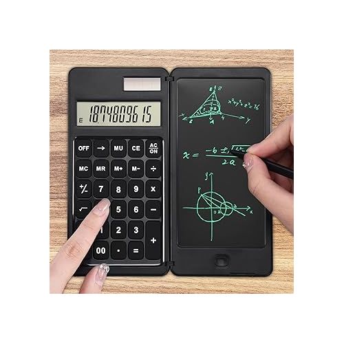  EooCoo Scientific Calculator with Notepad,10-Digit Large Display Office Desk Calcultors,Support Solar and Battery,Foldable Calculator for Students, School and College, Office Desk Accessories