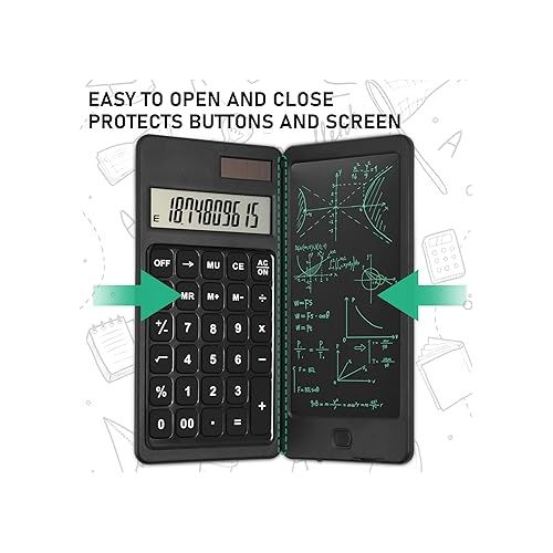  EooCoo Scientific Calculator with Notepad,10-Digit Large Display Office Desk Calcultors,Support Solar and Battery,Foldable Calculator for Students, School and College, Office Desk Accessories