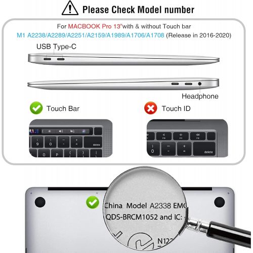  [아마존베스트]EooCoo 2020 New 13 Inch MacBook Pro M1 A2338 A2251 A2289 A2159 A1989 A1706 Hard Case Pack with Plastic Hard Shell, Keyboard Cover, Screen Protector & Cleaning Cloth WGS58 - Crystal Clear