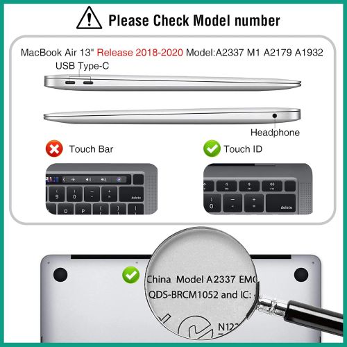 [아마존베스트]EooCoo M1 A2337 A2179 A1932 MacBook Air 13 Inch Case Keyboard Skin Cover Screen Protector for 2020 2019 2018 Release MacBook with Retina Display Touch ID MA20F - Crystal Clear
