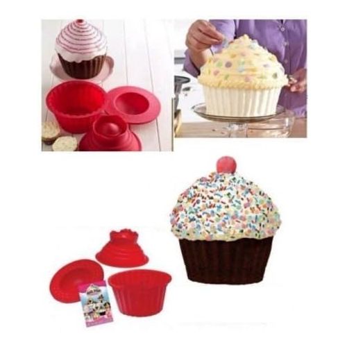  [아마존베스트]eoocvt 3 Pack Giant Big Silicone Cupcake Cake Mould Top Cupcake Bake Set Baking Mold