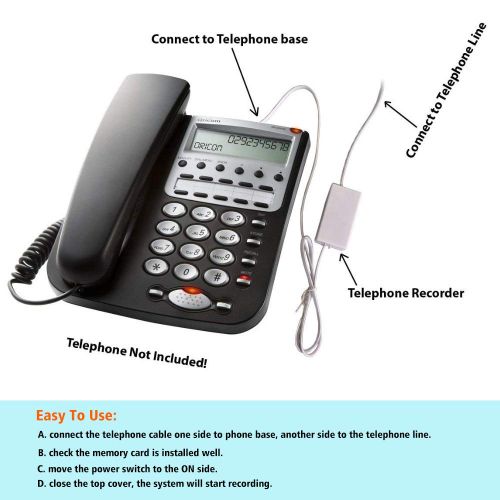  Eoqo Telephone Recorder | 8GB USB Telephone Phone Voice Recorder | Supper Mini Telephone Recorder for Landline,Get Power from Telephone line(Less Charging time) & No PC Required