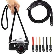 Eorefo Camera Strap Vintage 100cm Nylon Climbing Rope Camera Neck Shoulder Strap for Micro Single and DSLR Camera.(Black)