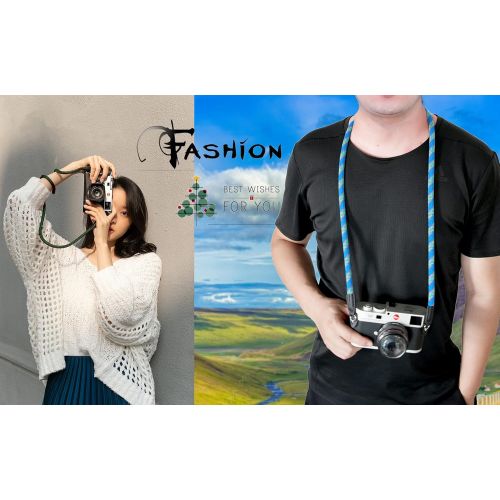  Eorefo Camera Strap Vintage 100cm Nylon Climbing Rope Camera Neck Shoulder Strap for Micro Single and DSLR Camera.(Black)