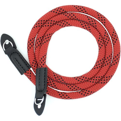  Eorefo Camera Strap Vintage 100cm Nylon Climbing Rope Camera Neck Shoulder Strap for Micro Single and DSLR Camera.(Red/Black)