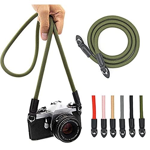  Eorefo Camera Strap Vintage 100cm Nylon Climbing Rope Camera Neck Shoulder Strap for Micro Single and DSLR Camera.(Army Green)