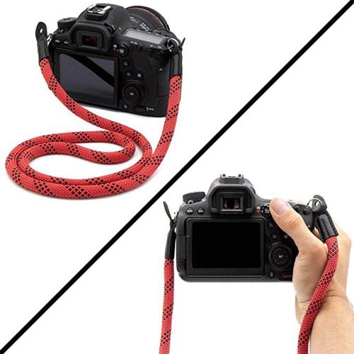  Eorefo Camera Strap Vintage 100cm Nylon Climbing Rope Camera Neck Shoulder Strap for Micro Single and DSLR Camera.(Red/Black)