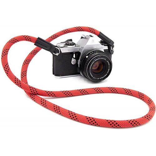  Eorefo Camera Strap Vintage 100cm Nylon Climbing Rope Camera Neck Shoulder Strap for Micro Single and DSLR Camera.(Red/Black)