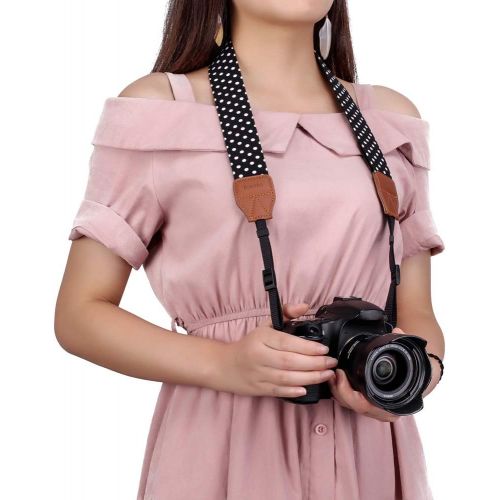  Eorefo Camera Strap Women Camera Neck Strap Shoulder Belt Strap for Compact Digital Camera, Mirrorless Camera, Small DSLR Camera, Instant Camera.(Black)