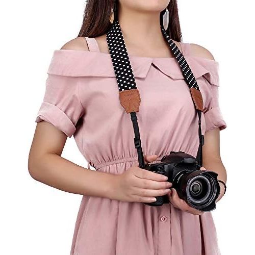  [아마존베스트]Eorefo Camera Strap Vintage Universal Shoulder Neck Belt Strap for All DSLR Camera Nikon Canon Sony Olympus Samsung Pentax Fujifilm,Black.