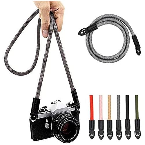  Eorefo Camera Strap Vintage 100cm Nylon Climbing Rope Camera Neck Shoulder Strap for Micro Single and DSLR Camera (Grey)