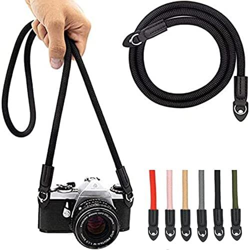  Eorefo Camera Strap Vintage 100cm Nylon Climbing Rope Camera Neck Shoulder Strap for Micro Single and DSLR Camera.(Black)