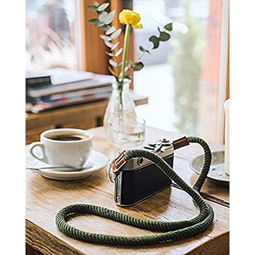  Eorefo Camera Strap Vintage 100cm Camera Rope Strap Neck Shoulder Belt Strap for Mirrorless and Dslr Camera.(Army Green)