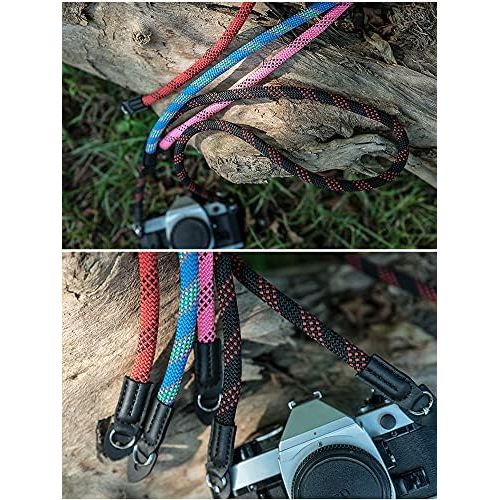  Eorefo Camera Strap Vintage 100cm Nylon Climbing Rope Camera Neck Shoulder Strap for Micro Single and DSLR Camera (Pink)