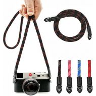 Eorefo Camera Strap Vintage 100cm Nylon Climbing Rope Camera Neck Shoulder Strap for Micro Single and DSLR Camera (Black/Red)