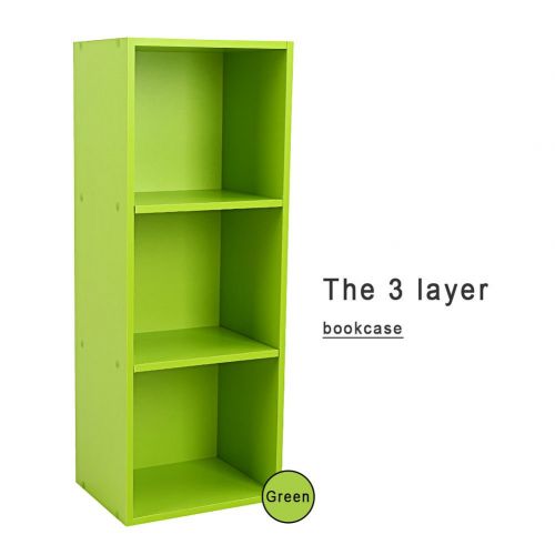  Eosphorus New 3 Shelf Bookcase Storage Bookshelf Wood Home Office | DIY Bookcase Childrens Bookshelf Furniture Wood Storage Shelving Book | Green