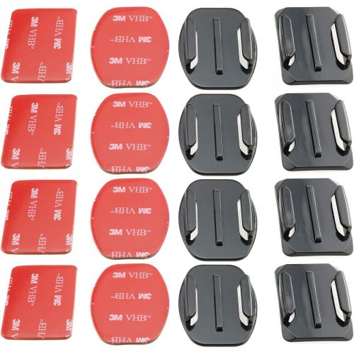  E-outstanding 16Pcs Adhesive Mounts Set with 4 PCS Flat Surface Mount,4 PCS Curved Surface Mount,8 PCS 3M Adhesive for GoPro Hero 4/3+ /3/2/1