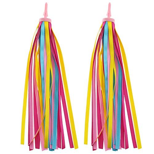  E-outstanding Streamers Tassel 1Pair Bicycle Bike Scooter Handlebars Colorful Ribbons Tassels for Boys Girls Yellow and Pink