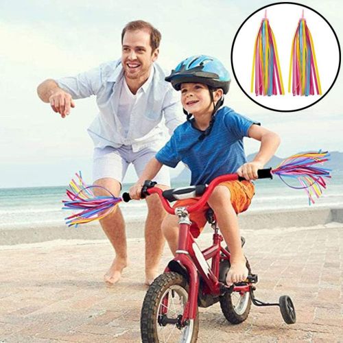  E-outstanding Streamers Tassel 1Pair Bicycle Bike Scooter Handlebars Colorful Ribbons Tassels for Boys Girls Yellow and Pink