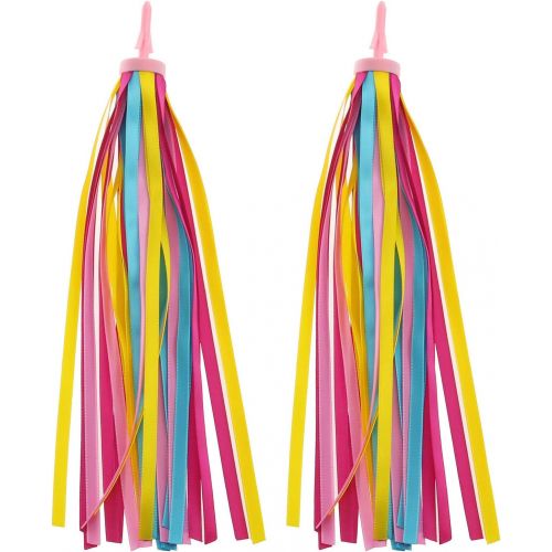  E-outstanding Streamers Tassel 1Pair Bicycle Bike Scooter Handlebars Colorful Ribbons Tassels for Boys Girls Yellow and Pink