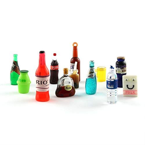  E-outstanding Miniature Beverage Bottle 12PCS Mini Bottles of Drink Fruit Wine for Dollhouse Decoration