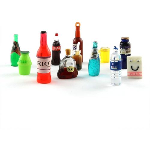  E-outstanding Miniature Beverage Bottle 12PCS Mini Bottles of Drink Fruit Wine for Dollhouse Decoration