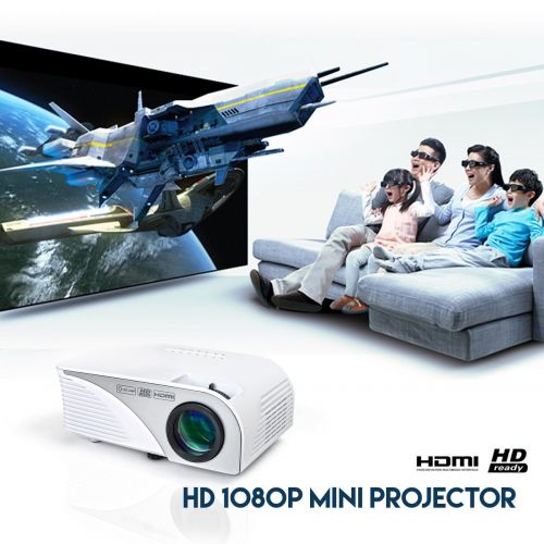  EpandaHouse Mcwell Portable Mini HD LED Video Projector Office Home Theater 1200 LM Multimedia Outdoor 20-150 HDMI VGA USB AV SD Audio 1080P Smart Phone Tablet PC Computers Laptops White