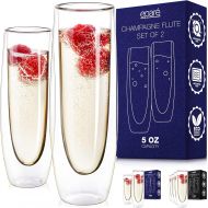 [아마존베스트]Glass Champagne Flutes - Set of 2 - Stemless Sparkling Wine Glasses - 5 oz - Mimosa Wine Flute For Weddings Bridesmaid Party and Bridal Showers -Epare