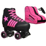 Epic Star Vela Black and Pink High-Top Quad Roller Skates Package by Epic Skates