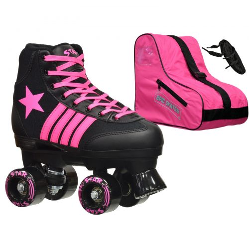  Epic Star Vela Black and Pink High-Top Quad Roller Skates Package by Epic Skates