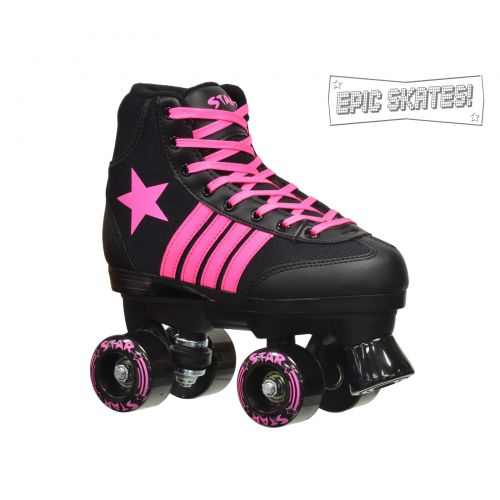  Epic Star Vela Black and Pink High-Top Quad Roller Skates Package by Epic Skates