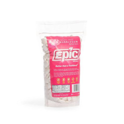  Epic Dental 100% Xylitol Sweetened Gum (Bubblegum, 500-Count Bulk Bag)
