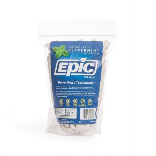  Epic 100% Xylitol-Sweetened Chewing Gum (Peppermint, 500-Count Bulk Bag)