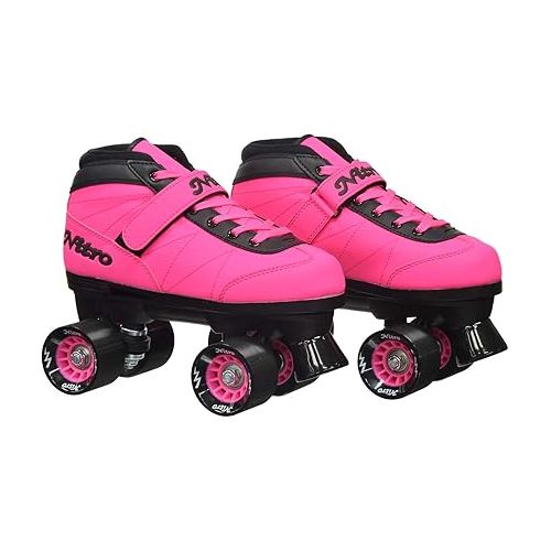  New! 2016 Epic Nitro Turbo Pink Indoor/Outdoor Quad Roller Speed Skates Bundle (Mens 5)