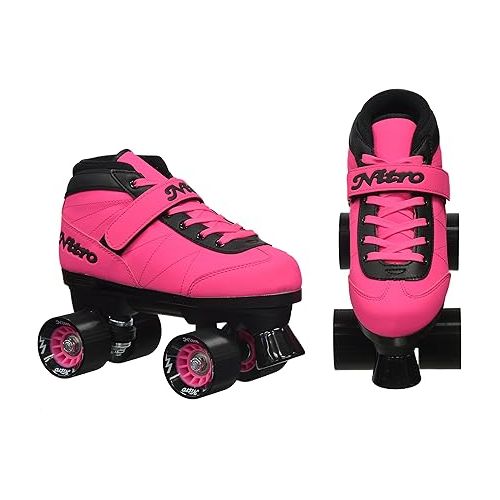  Epic Skates Epic Nitro Turbo Pink Quad Speed Roller Skates Package Black/Pink 8