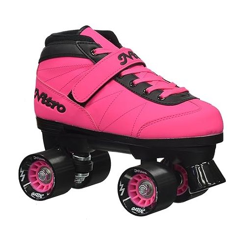  Epic Skates Epic Nitro Turbo Pink Quad Speed Roller Skates Package Black/Pink 8