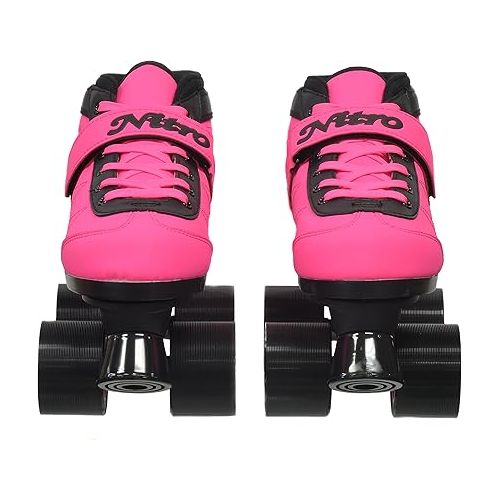  Epic Skates Epic Nitro Turbo Pink Quad Speed Roller Skates Package Black/Pink 8