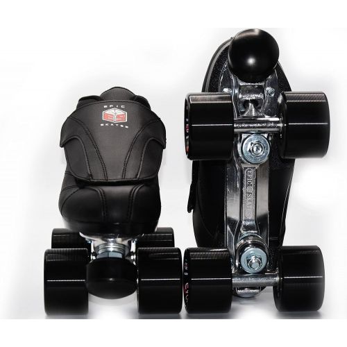  Epic Skates New Black Evolution Quad Roller Jam Speed Skates & Bag Bundle! (Mens 6)